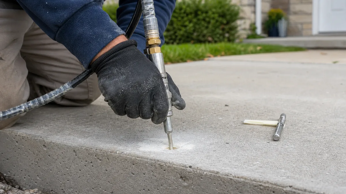 Polyurethane foam injection lifting sunken concrete